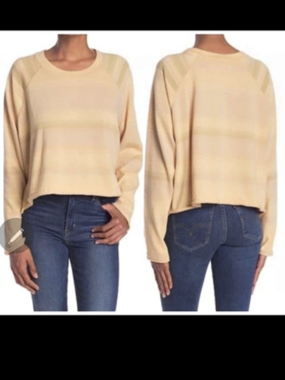 Free People FP Movement Yellow Stripe Crop Top NWT